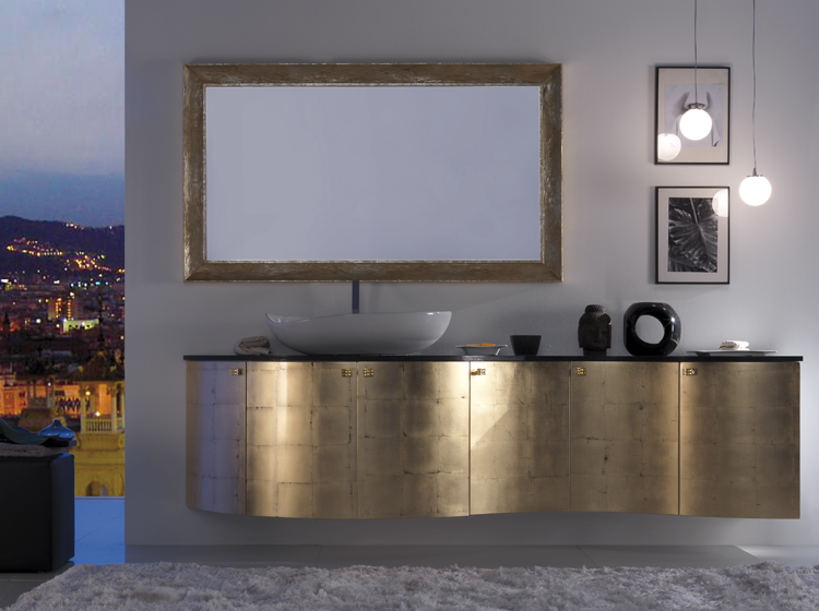 Mobile da bagno in foglia oro