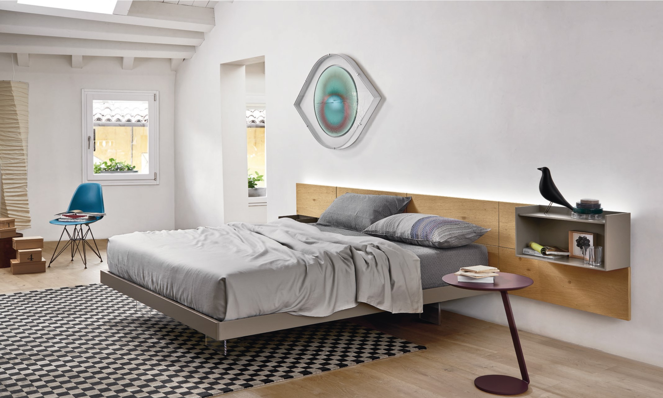 Sistema Ecletto con testiera in legno, Sangiacomo