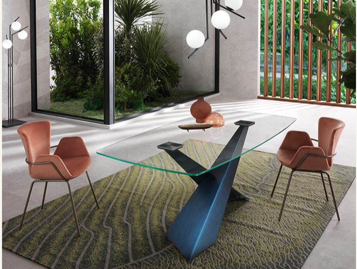 Tavolo Living cristallo e cobalto