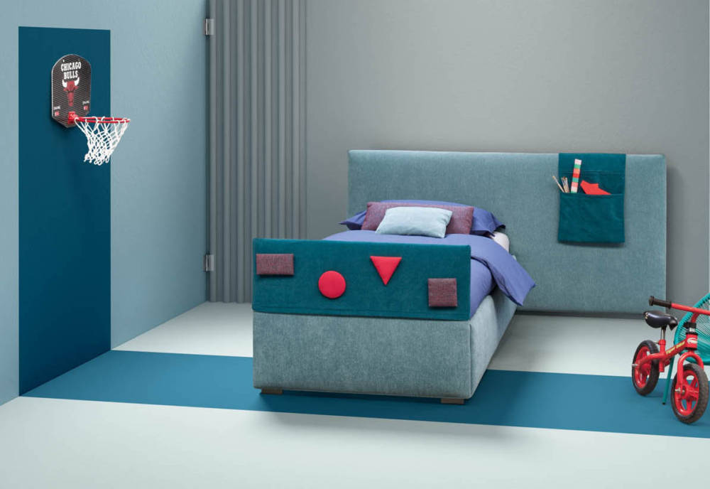 letto singolo imbottito comodino sospeso