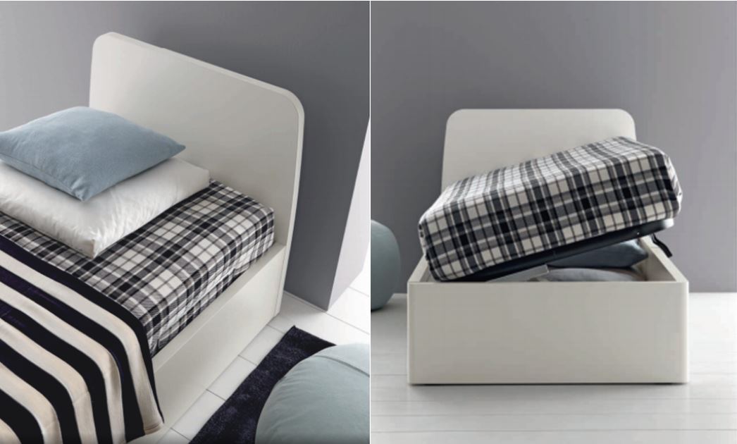 Letto singolo con contenitore  apribile