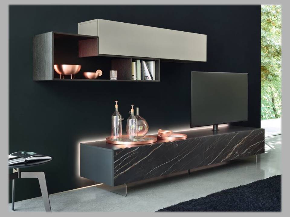 mobile soggiorno tv con frontali in ceramica