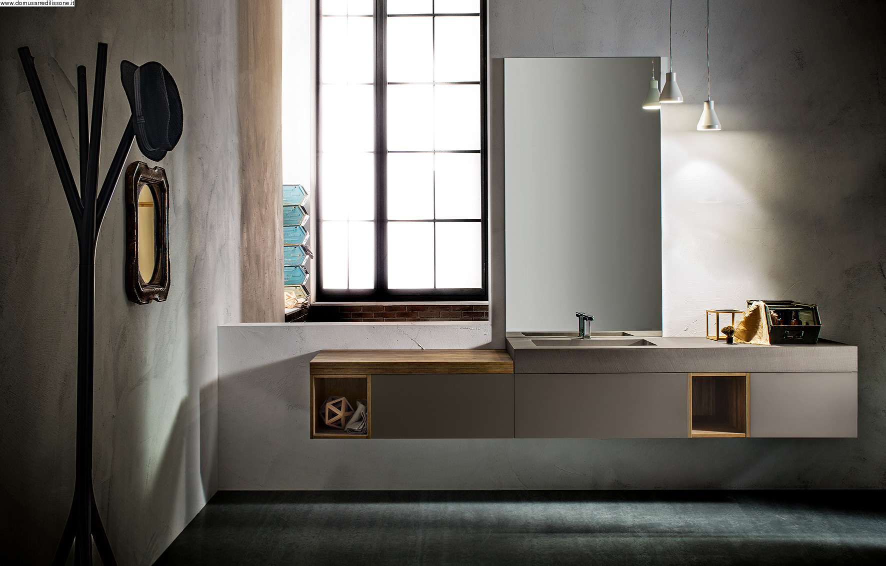 bagno con lavandino in eco cemento