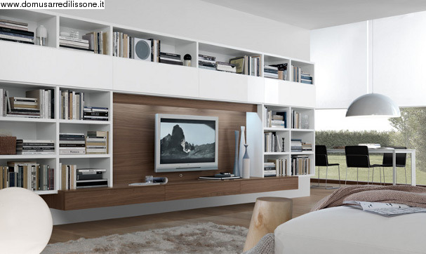 Soggiorno Open Jesse libreria e porta TV sospeso