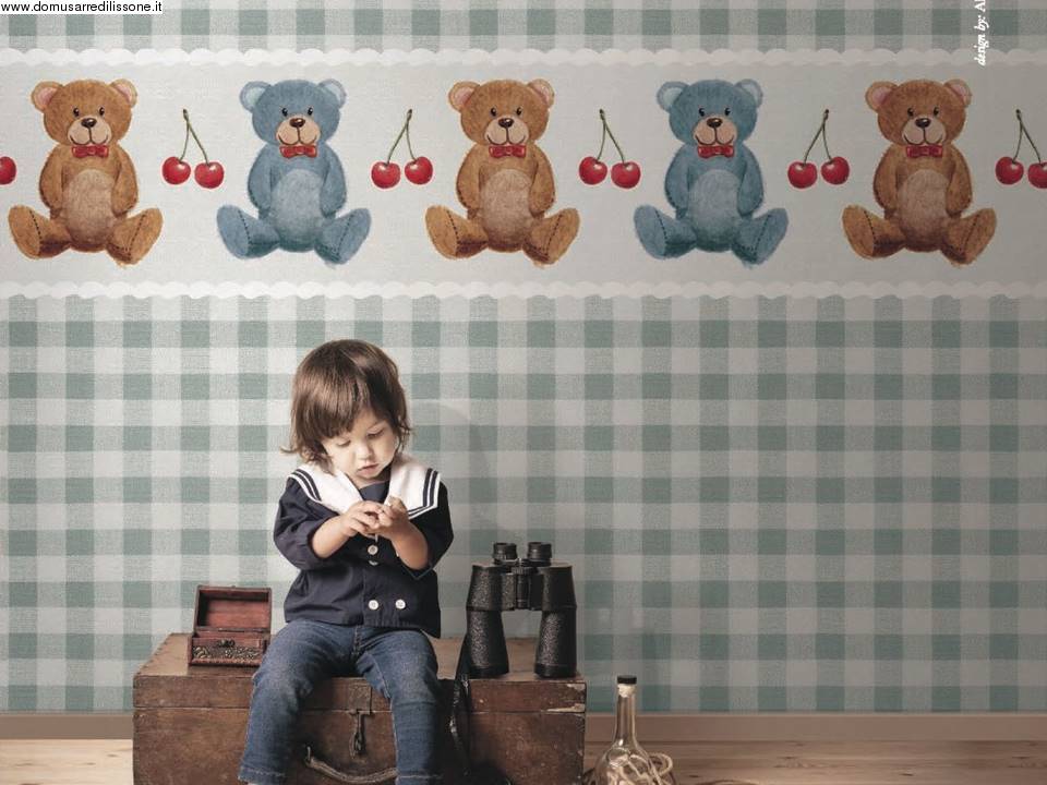 tappezzeria a quadretti con orsetti