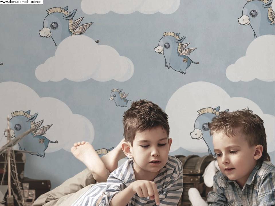 tappezzeria  con asini che volano