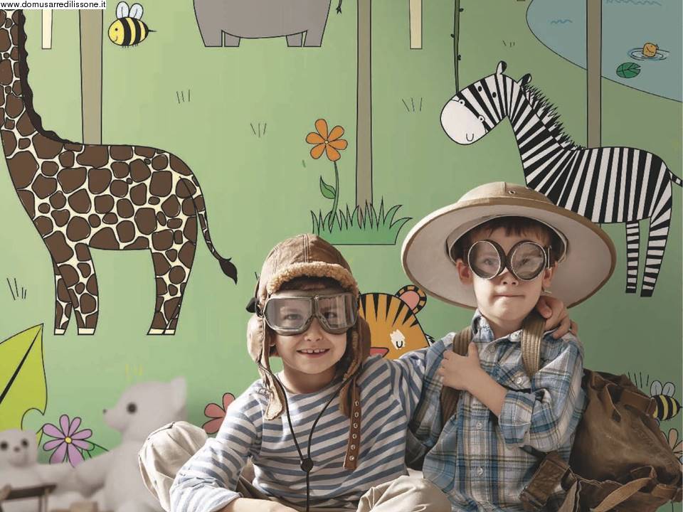 tappezzeria con animali della giungla