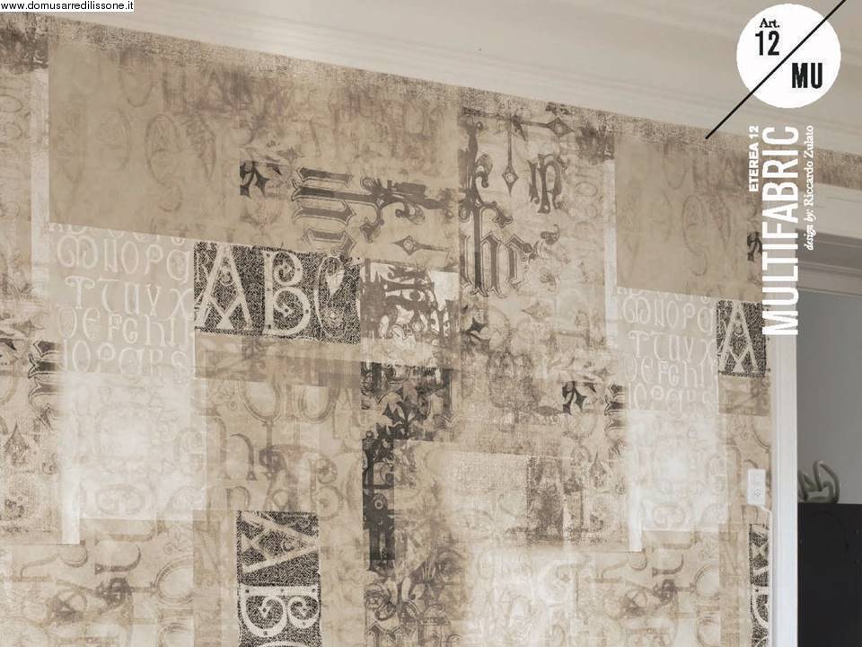 carta da parati con scritte e disegni neri e beige